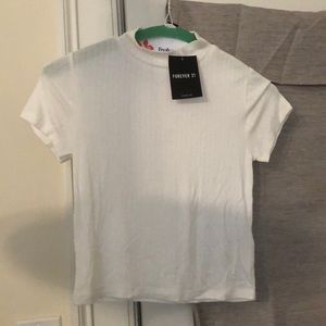 f21 ribbed cropped mock neck NWT